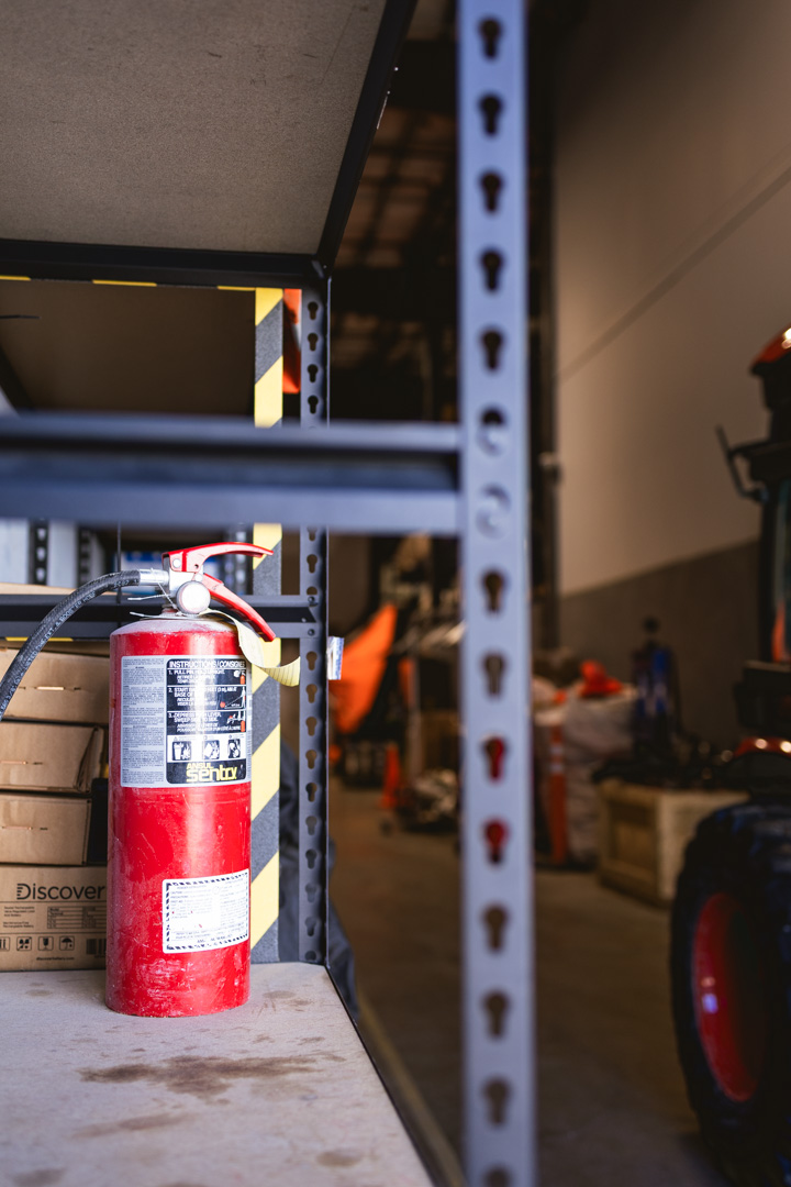 A close-up of a Fire Extinguisher Inspection by Everguard Fire Safety.
